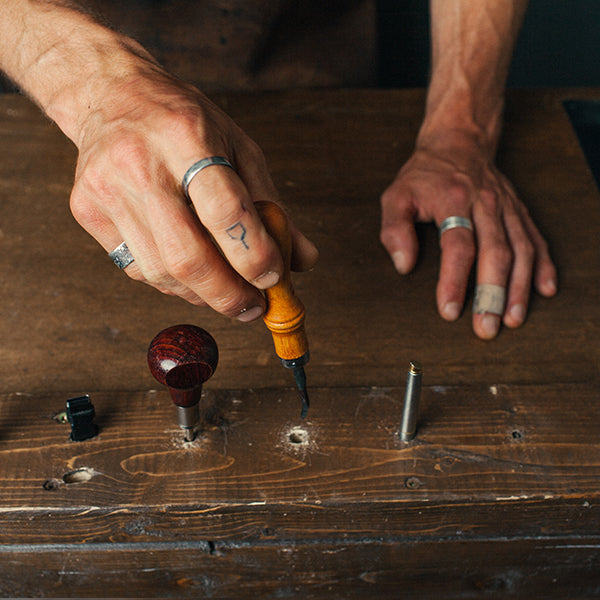 Leather working hands