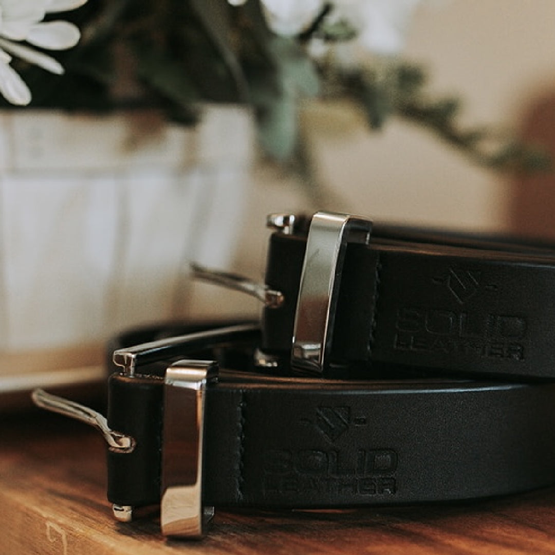 Groomsmen Gift Black Leather Belts