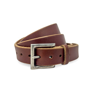 LTE Casual Leather Belt Cognac Brown Nickel Buckle