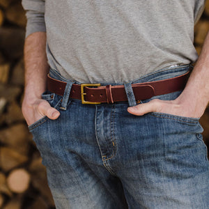 Leather Belt Burgundy Casual LTE