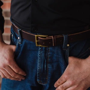 Solid Leather Belt Chocolate Brown Casual LTE