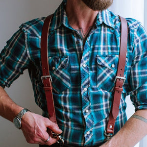 Leather Cowboy Suspenderd