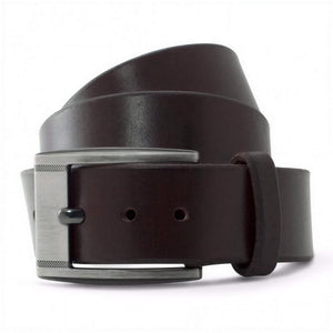 Chocolate Brown Solid Leather Casual Belt-Gunmetal Buckle