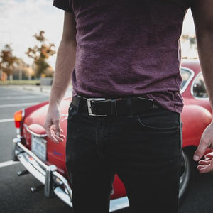 Handmade Black Leather Belt Casual