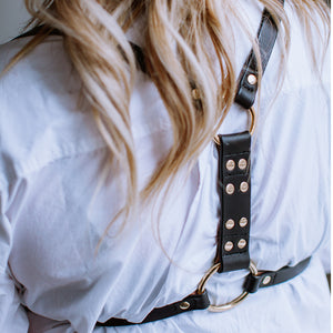 Jennifer Solid Leather Body Harness Back Details