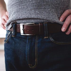 Men’s Chocolate Brown Casual Designer Leather Belt-Gunmetal Style