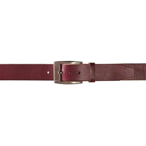 Mens Leather Belt In Burgundy With Gunmetal Buckle