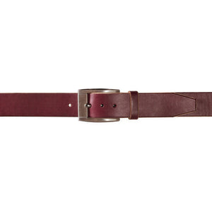 Mens Leather Belt In Burgundy With Gunmetal Buckle