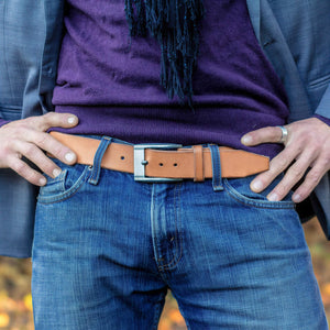 Mens Tan Handmade Leather Belt