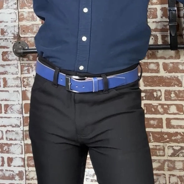 Blue Leather Belt Casual
