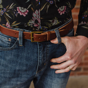 Casual Leather Belt Cognac Brown