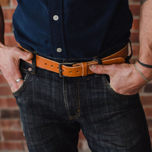 Casual Solid Leather Belt Tan LTe 1