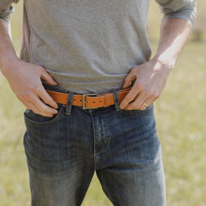 Casual Solid Leather Belt Tan LTe