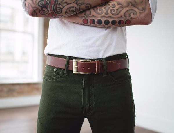 Casual Solid Burgundy Leather Belt