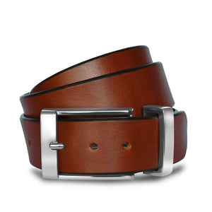 Cognac Brown Solid Leather Belt