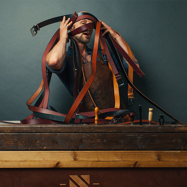 Jesse Bateson Leather Belt Maker loves what he does covered in leather belts