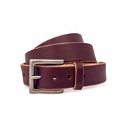 LTE Casual Leather Belt Burgundy Nickel Buckle
