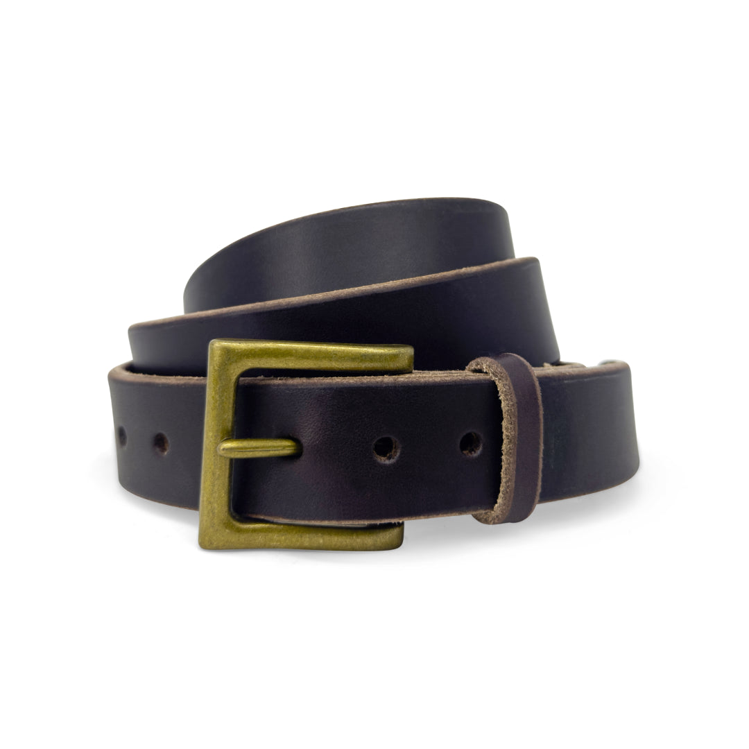 LTE Casual Leather Belt Deep Brown Brass Buckle