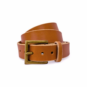 LTE Casual Leather belt Tan Brass Buckle