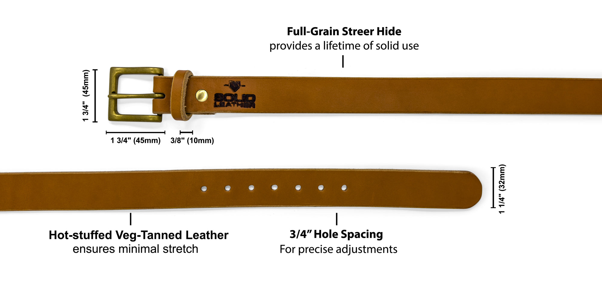 LTE Leather Belt Tan Brass