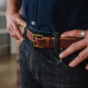 Leather Belt Cognac Brown Casual Lte