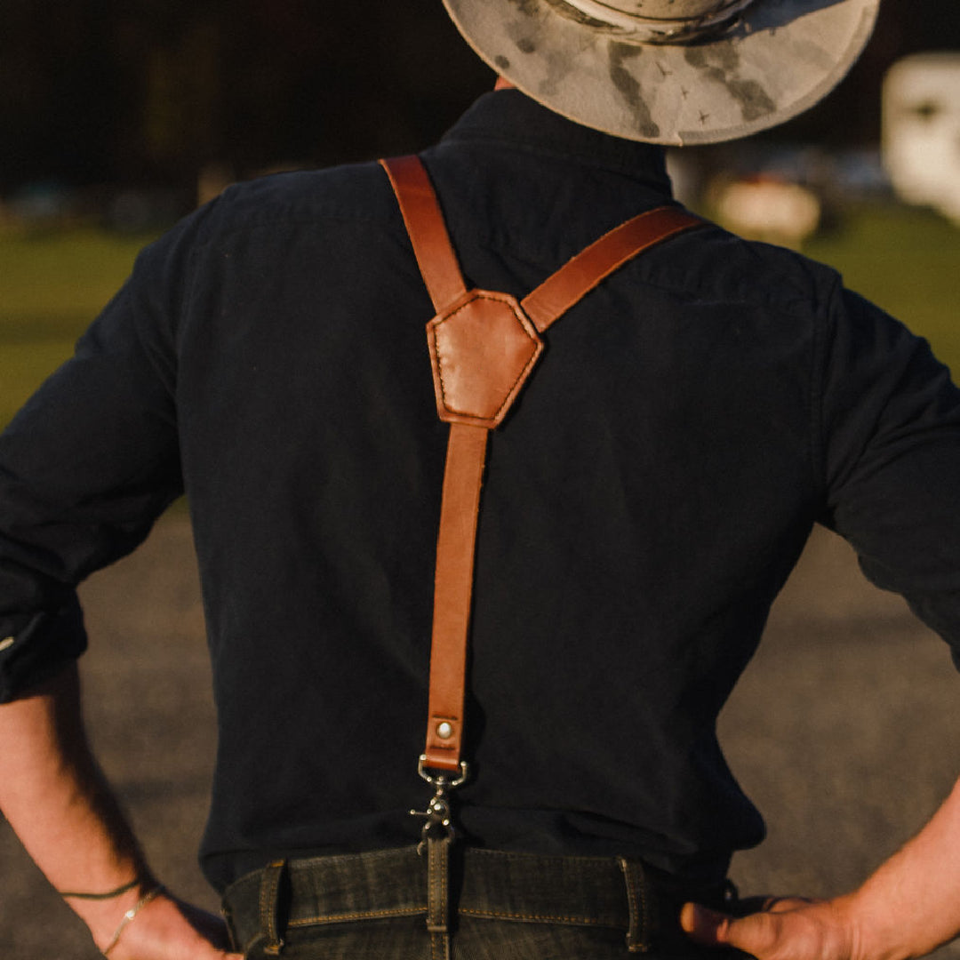 Leather Suspenders - The Cowboy - Solid Leather