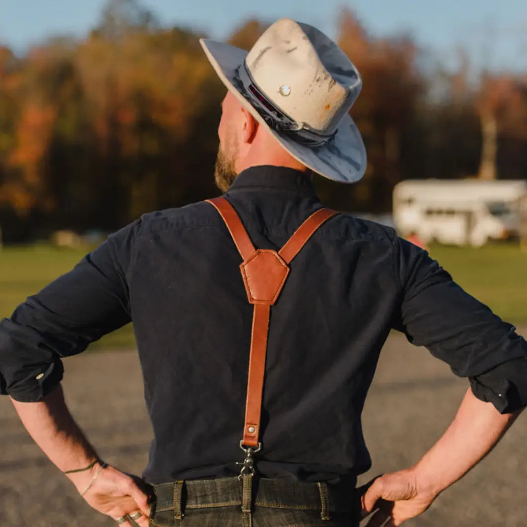 Leather suspenders deals