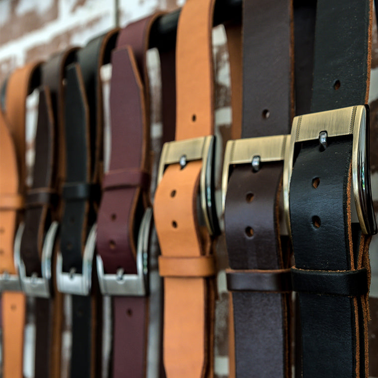 Men's leather belts - wall