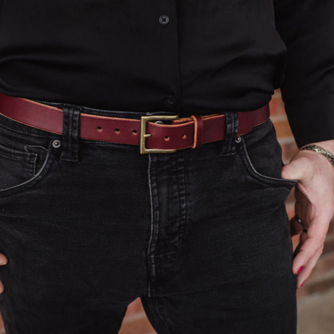 Solid Leather Belt Burgundy_Casual_LTe