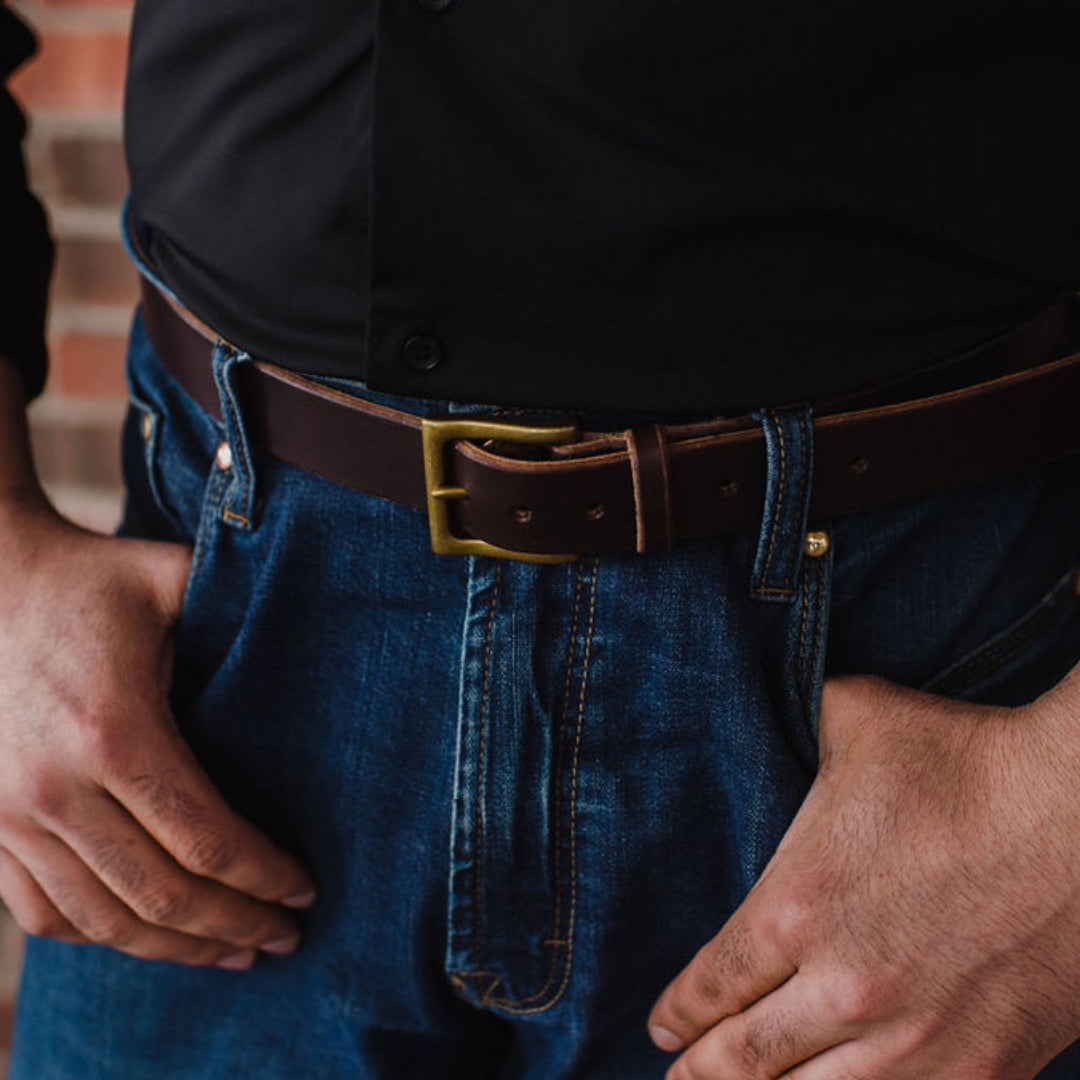 Solid Leather Belt Chocolate Brown Casual LTE 