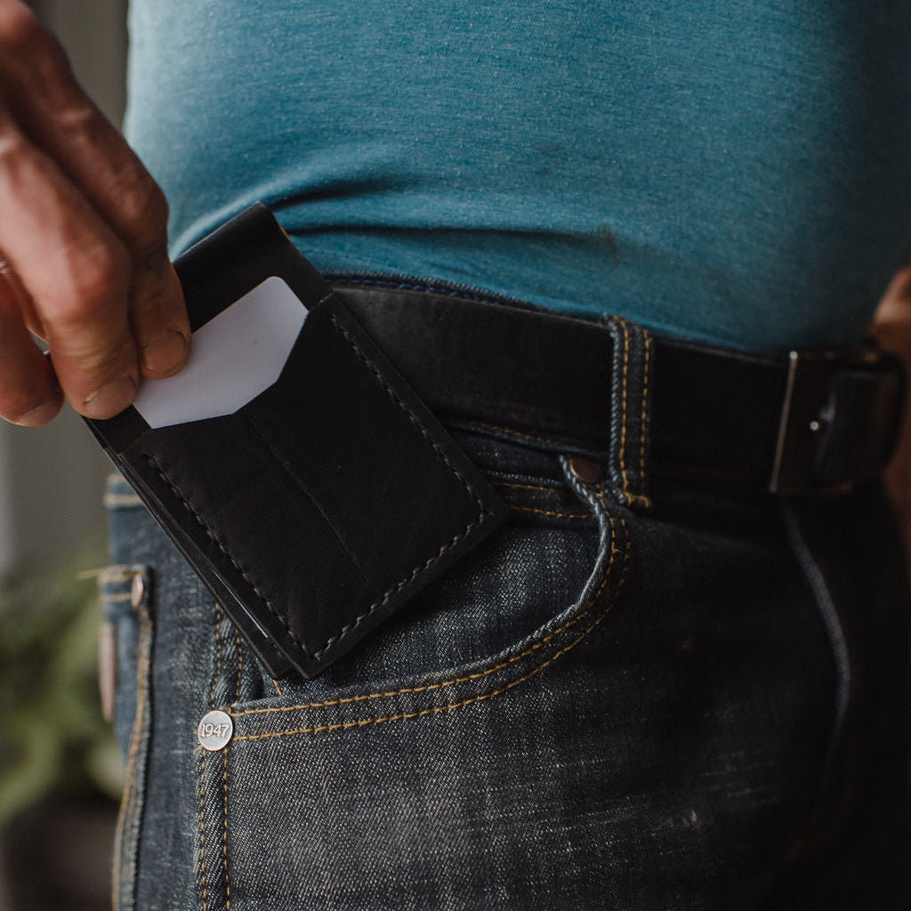 Leather Money Clip Wallet | Black