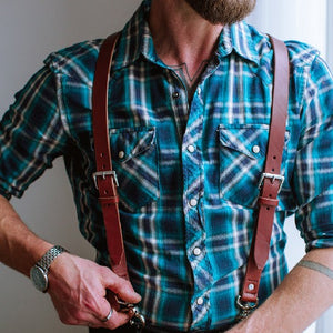Leather Suspenders - The Cowboy - Solid Leather