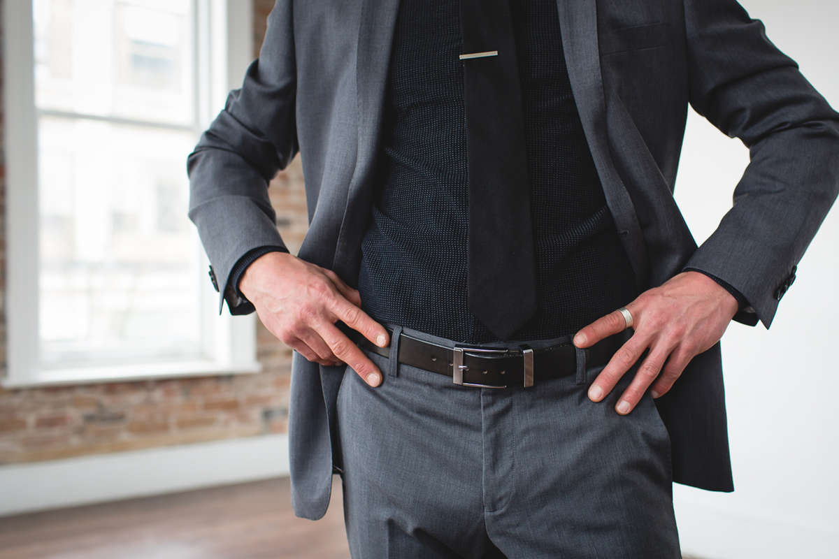 Black Leather Dress Belt | Stainless Steel Buckle - Solid Leather Black Leather Dress Belt | Stainless Steel Buckle - Solid Leather