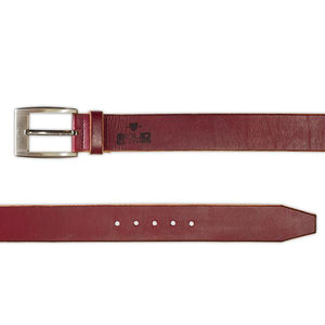 Burgundy Leather Designer Belt-Casual-Gunmetal Buckle