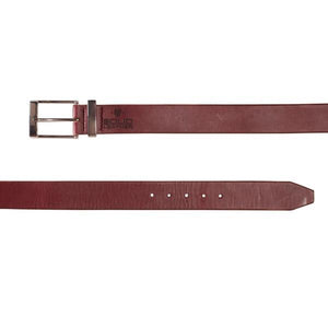 Mens burgundy designer formal belt-Chrome buckle and keeper