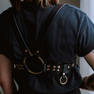 Emily Solid Leather Body Harness Back Details