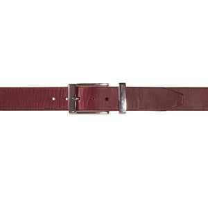 Mens formal leather in burgundy with chrome buckle and keeper