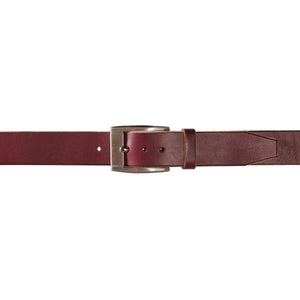 Mens Leather Belt In Burgundy With Gunmetal Buckle